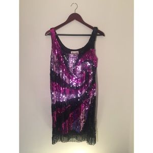 Black and Purple Sequin Flapper Costume